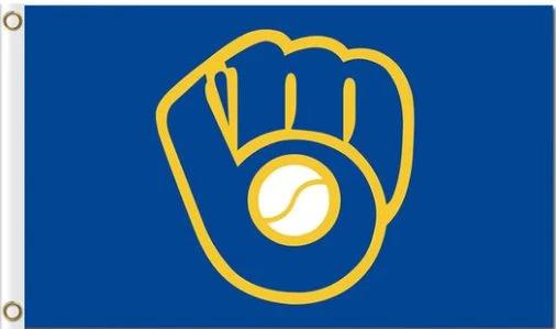 Milwaukee Brewers Glove Blue Flag 3X5Ft Banner USA Polyester with Brass Grommets by flagsjustdoit