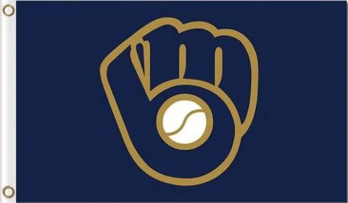 Milwaukee Brewers Glove Dark Blue Flag 3X5Ft Banner USA Polyester with Brass Grommets by flagsjustdoit