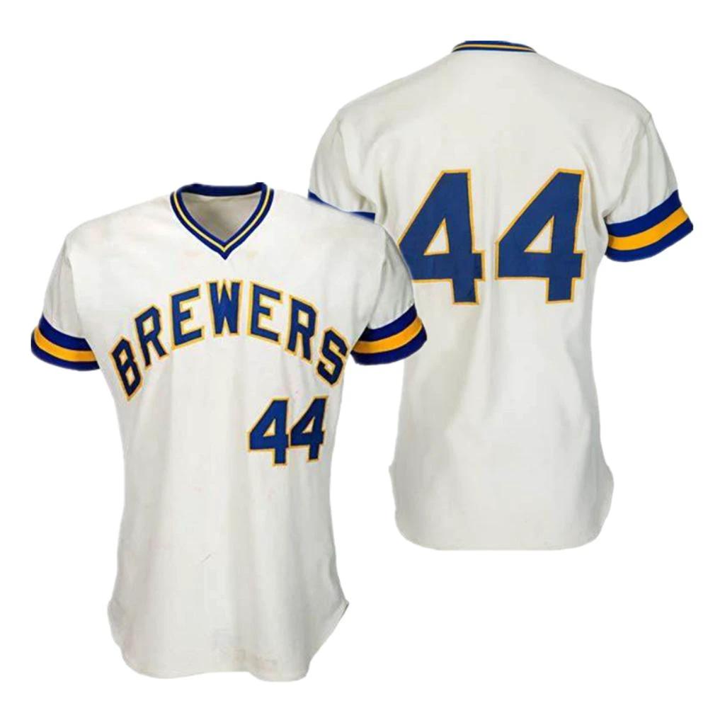 Milwaukee Brewers Hank Aaron White 1976 Throwback Pullover Jersey by My Store