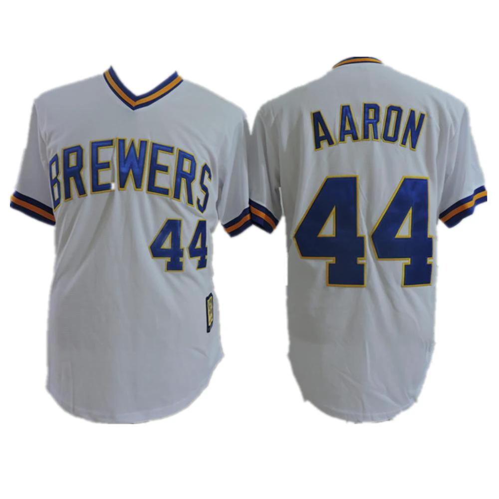 Milwaukee Brewers Hank Aaron White Pullover Throwback Jersey by My Store