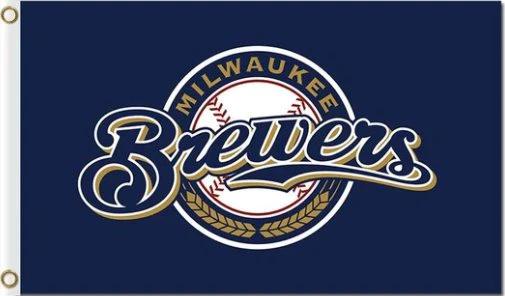 Milwaukee Brewers Team Blue Flag 3X5Ft Banner USA Polyester with Brass Grommets by flagsjustdoit