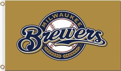 Milwaukee Brewers Team Brown Flag 3X5Ft Banner USA Polyester with Brass Grommets by flagsjustdoit