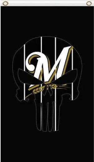 Milwaukee Brewers Vertical Black Flag 3X5Ft Banner USA Polyester with Brass Grommets by flagsjustdoit