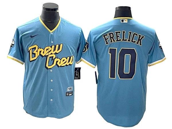 Milwaukee Brewers #10 Sal Frelick Powder Blue City Connect Limited Jersey by My Store