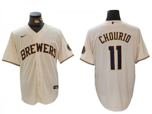 Milwaukee Brewers #11 Jackson Chourio Cream Home Jersey by My Store