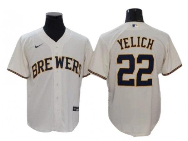 Milwaukee Brewers #22 Christian Yelich Cream Home Cool Base Jersey by My Store