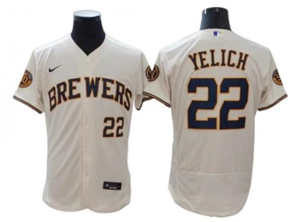 Milwaukee Brewers #22 Christian Yelich Cream Home Flex Base Jersey by My Store