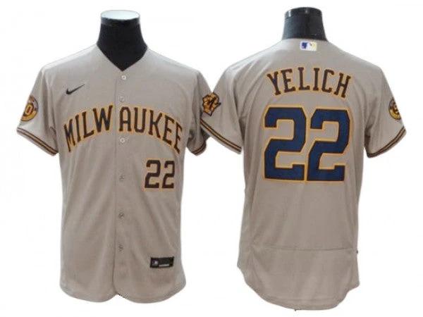 Milwaukee Brewers #22 Christian Yelich Gray Road Flex Base Jersey by My Store