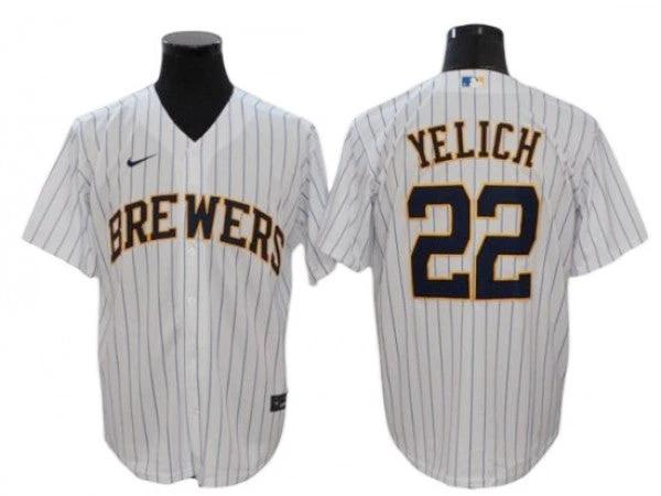 Milwaukee Brewers #22 Christian Yelich White Alternate Cool Base Jersey by My Store