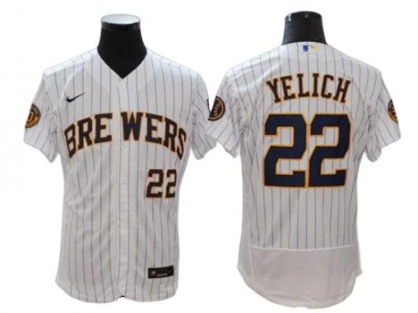Milwaukee Brewers #22 Christian Yelich White Alternate Flex Base Jersey by My Store