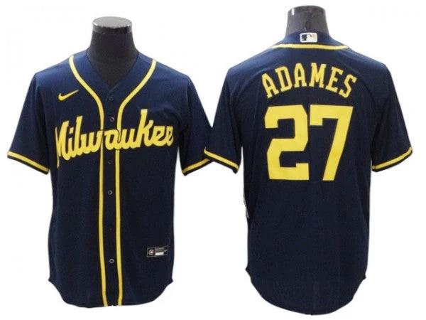 Milwaukee Brewers #27 Willy Adames Navy Alternate Cool Base Jersey by My Store