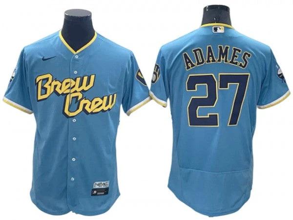 Milwaukee Brewers #27 Willy Adames Powder Blue City Connect Flex Base Jersey by My Store