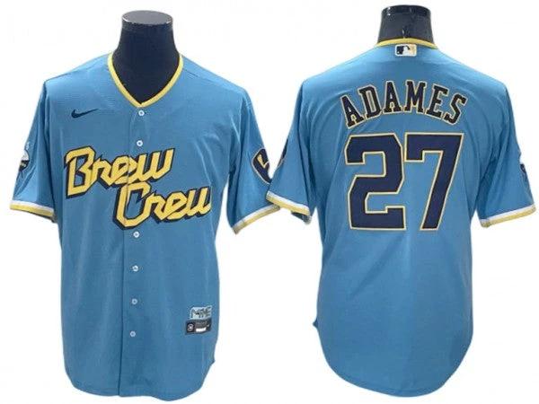 Milwaukee Brewers #27 Willy Adames Powder Blue City Connect Limited Jersey by My Store