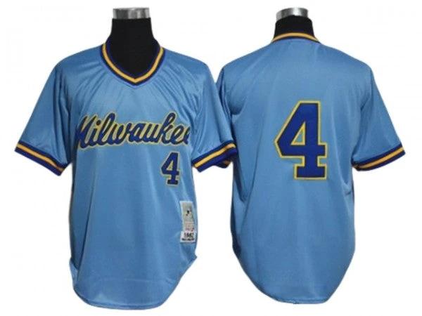 Milwaukee Brewers #4 Paul Molitor Light Blue 1982 Throwback Jersey by My Store