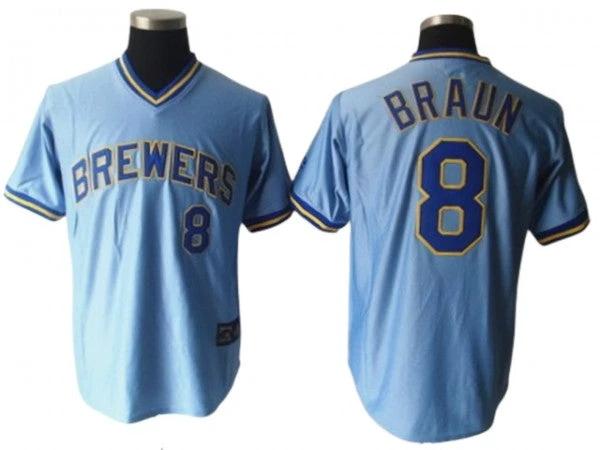 Milwaukee Brewers #8 Ryan Braun Light Blue Cooperstown Collection Jersey by My Store