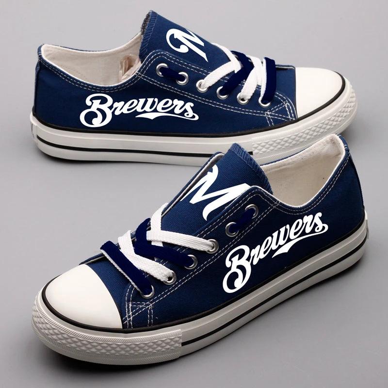 Milwaukee Brewers Limited Print Low Top Canvas Shoes Sport Sneakers For Men Women Fans by Crocs