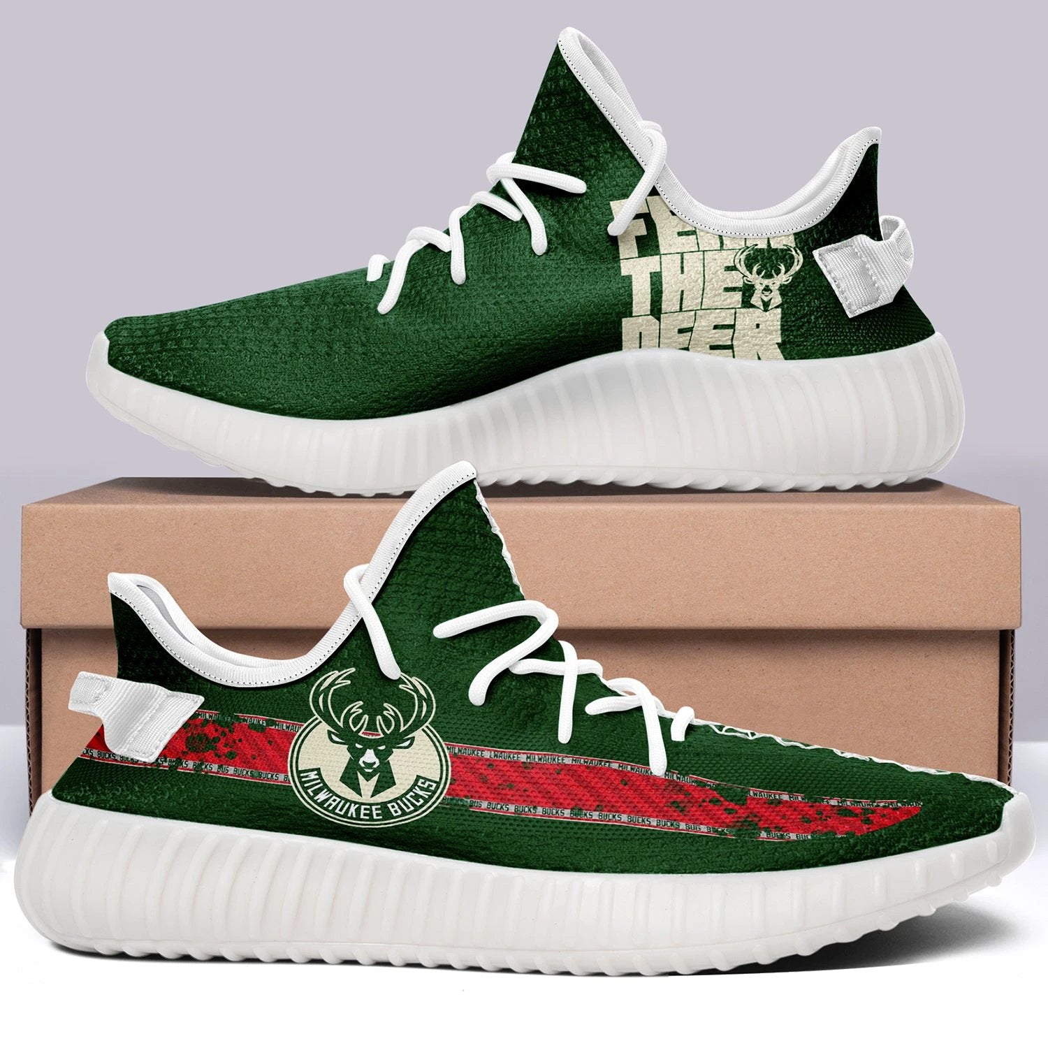 Milwaukee Bucks NBA 350v Yeezy Sneakers For Men Women Fans by Crocs