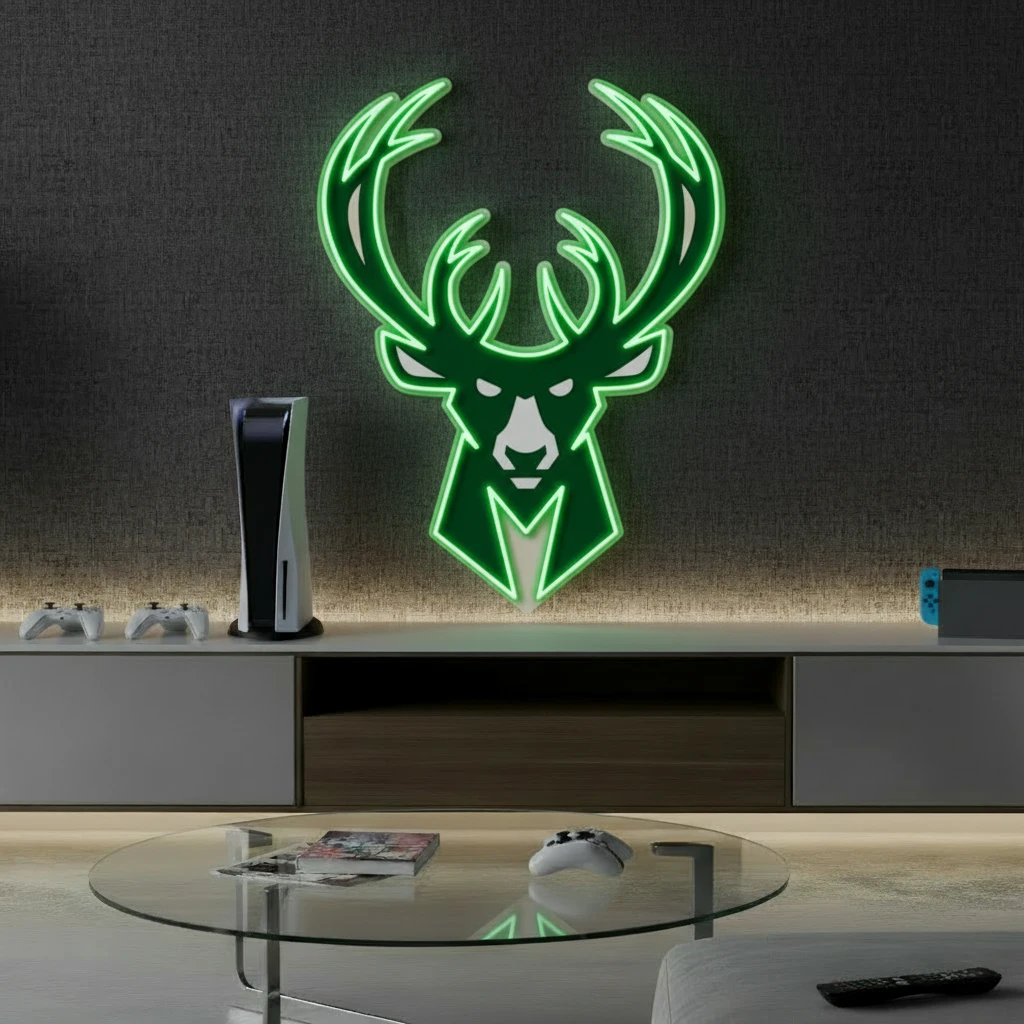 Milwaukee Bucks NBA Led Neon Sign Man Cave Decor by Neonchics Signs