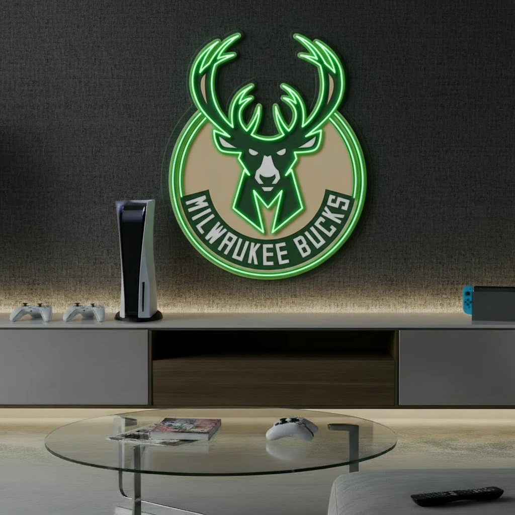 Milwaukee Bucks NBA Led Neon Sign Man Cave Decor by Neonchics Signs