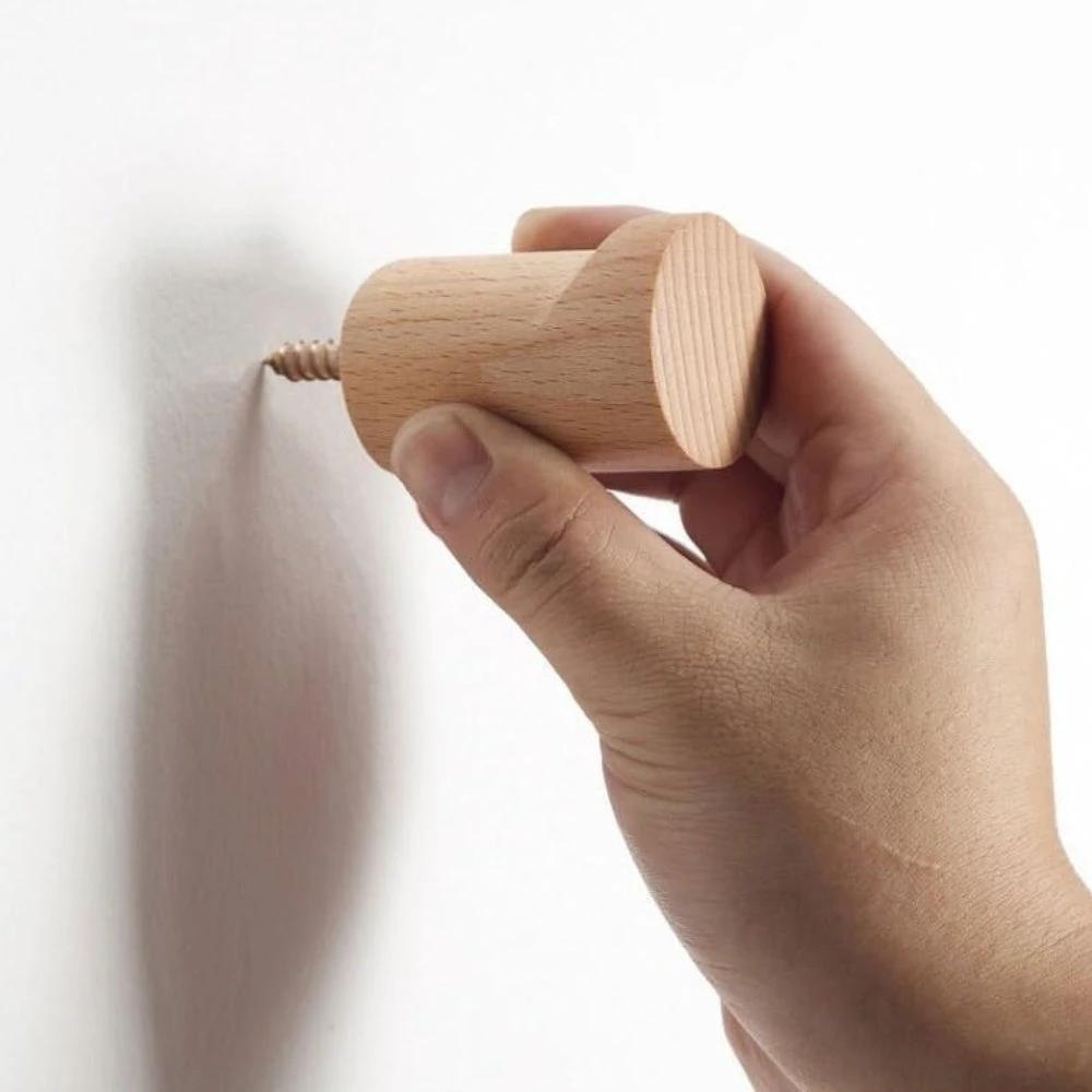Minimalist Beech Wood Wall-Mounted Hook by Casa & Beyond