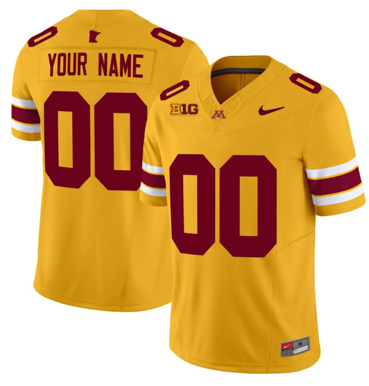 Minnesota Gophers Football Custom Jersey All Stitched Gold by NCAA Football Jersey