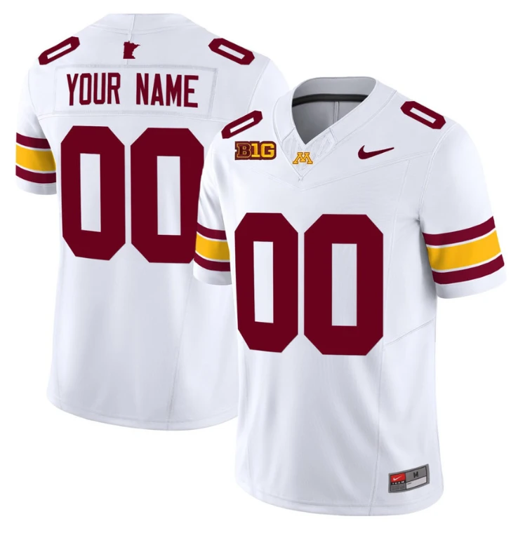 Minnesota Gophers Football Custom Jersey All Stitched White by NCAA Football Jersey