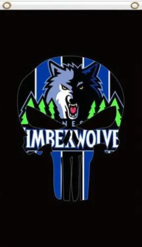 Minnesota Timberwolves Skull Flag 3X5Ft Polyester Banner USA Digital Print by flagsjustdoit