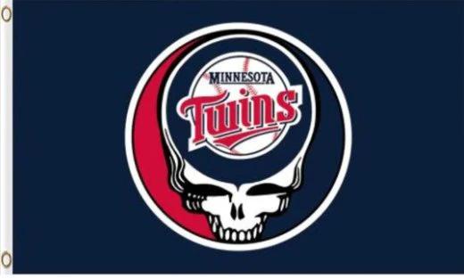 Minnesota Twins Dead Skull Flag 3X5Ft Banner USA Polyester with Brass Grommets by flagsjustdoit
