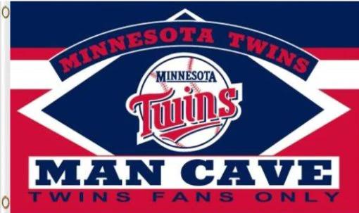 Minnesota Twins Man Cave Flag 3X5Ft Banner USA Polyester with Brass Grommets by flagsjustdoit