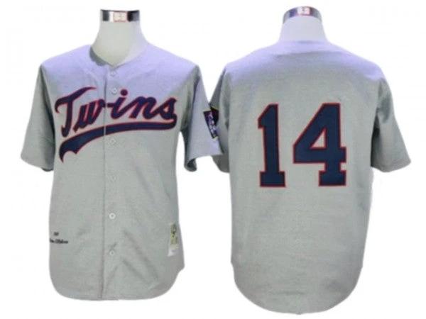 Minnesota Twins #14 Kent Hrbek Gray Stripe 1987 Throwback Jersey by My Store