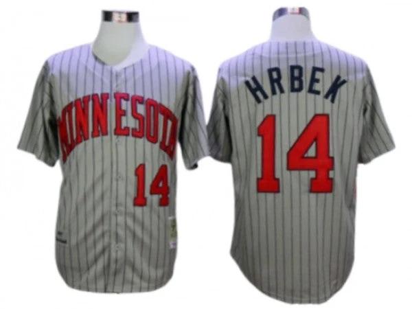 Minnesota Twins #14 Kent Hrbek Gray Stripe 1987 Throwback Jersey by My Store