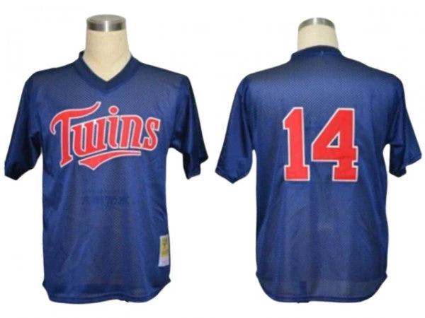 Minnesota Twins #14 Kent Hrbek Navy 1991 Mesh Throwback Jersey by My Store