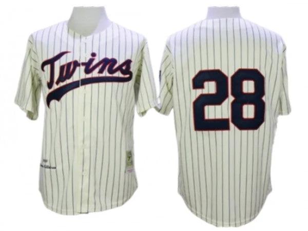 Minnesota Twins #28 Bert Blyleven Cream Stripe 1970 Throwback Jersey by My Store