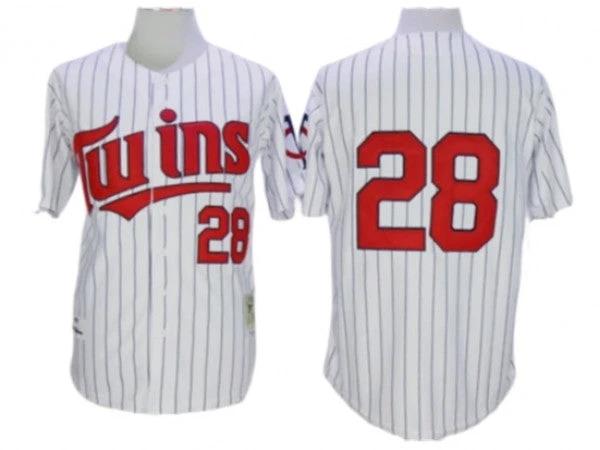 Minnesota Twins #28 Bert Blyleven White Stripe 1991 Throwback Jersey by My Store