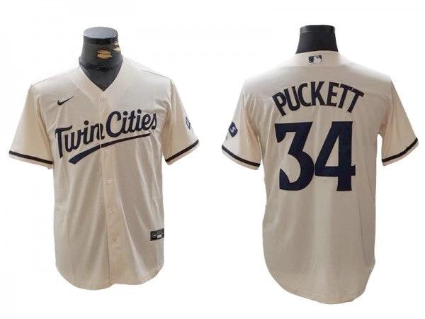 Minnesota Twins #34 Kirby Puckett Cream Alternate Jersey by My Store