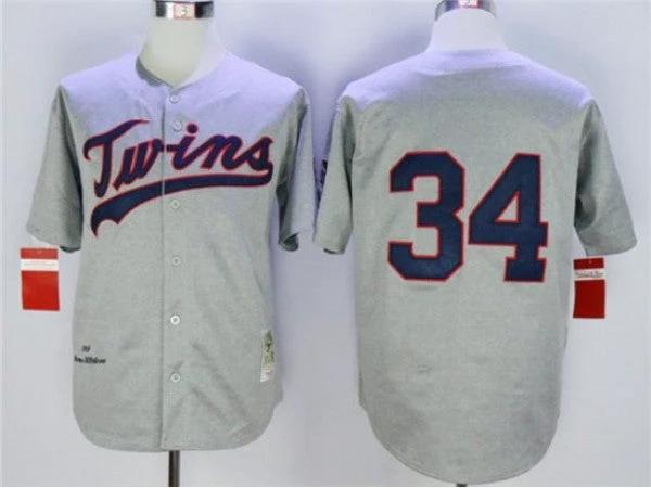 Minnesota Twins #34 Kirby Puckett Gray 1969 Throwback Jersey by My Store