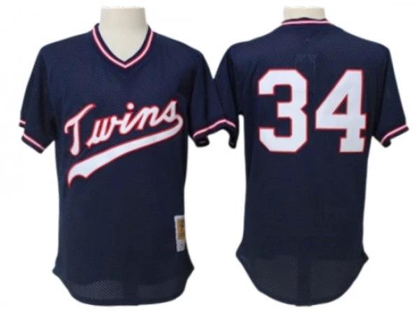 Minnesota Twins #34 Kirby Puckett Navy 1985 Cooperstown Mesh Batting Practice Jersey by My Store