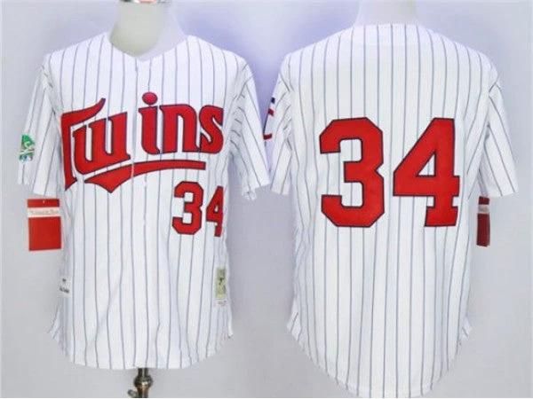 Minnesota Twins #34 Kirby Puckett White Pinstripe 1991 Throwback Jersey by My Store