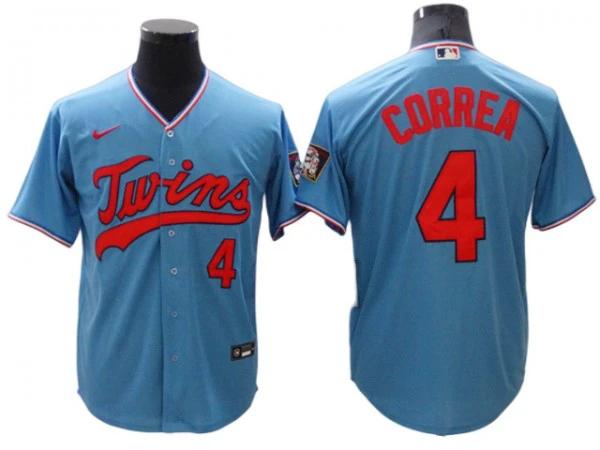 Minnesota Twins #4 Carlos Correa Light Blue Road Cool Base Jersey by My Store