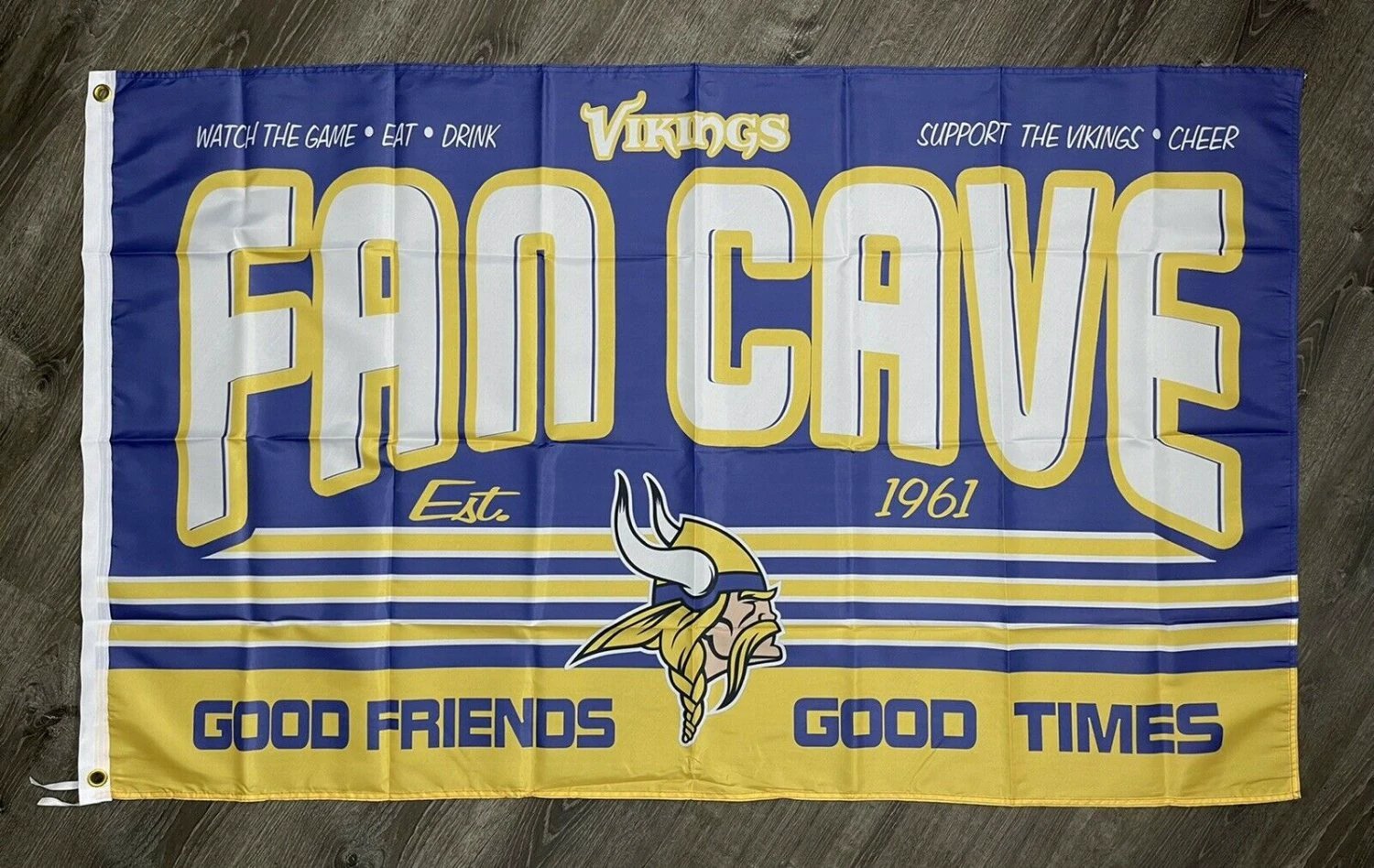 Minnesota Vikings Fan Cave Flag 3x5 ft Sports Banner Man-Cave Garage by flagsjustdoit