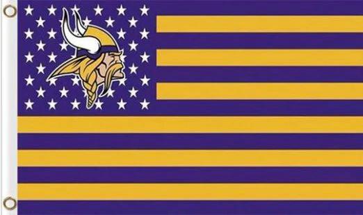Minnesota Vikings Star and Stripes Flag 3X5 Ft Polyester Banner USA 90x150cm by flagsjustdoit