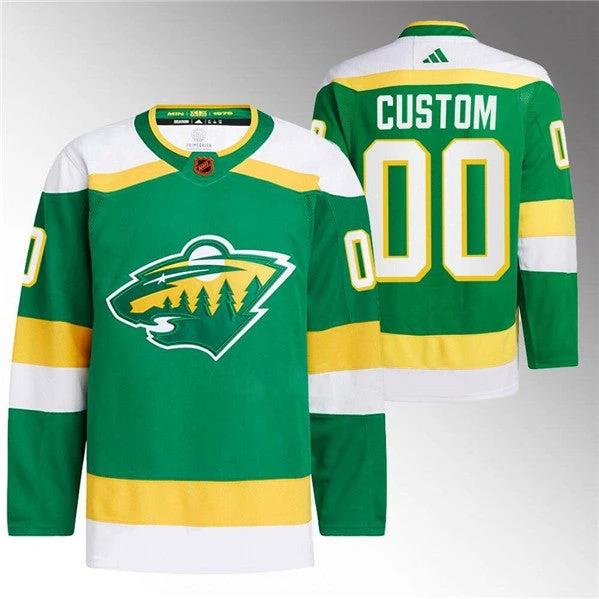 Minnesota Wild Custom Green 2022-23 Reverse Retro Stitched Jersey by Hockey David