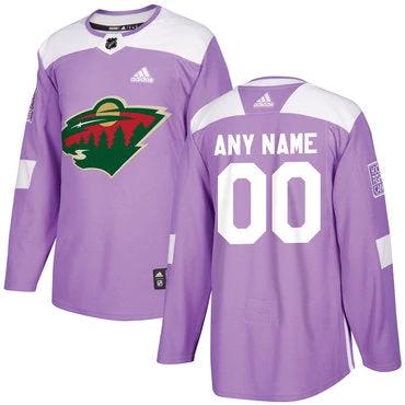 Minnesota Wild Purple Pink Custom Hockey Fights Cancer Practice Jersey by Hockey David