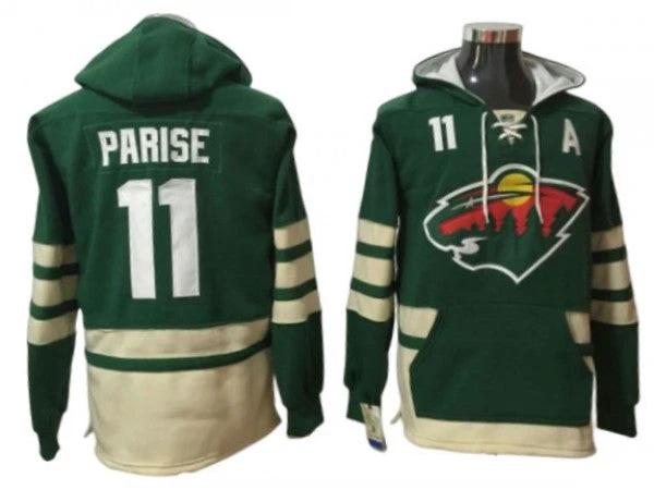Minnesota Wild #11 Zach Parise Green Hoodie by Hockey David
