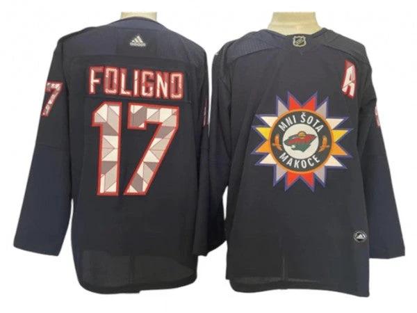 Minnesota Wild #17 Marcus Foligno Navy Native American Heritage Day Jersey by Hockey David