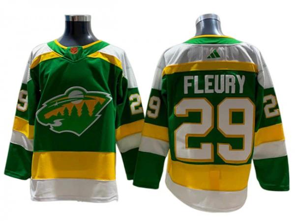 Minnesota Wild #29 Marc-Andre Fleury Green 2022&23 Reverse Retro Jersey by Hockey David