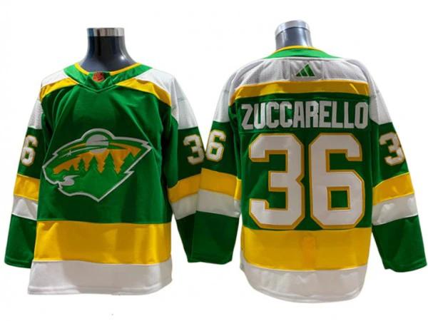 Minnesota Wild #36 Mats Zuccarello Green 2022&23 Reverse Retro Jersey by Hockey David