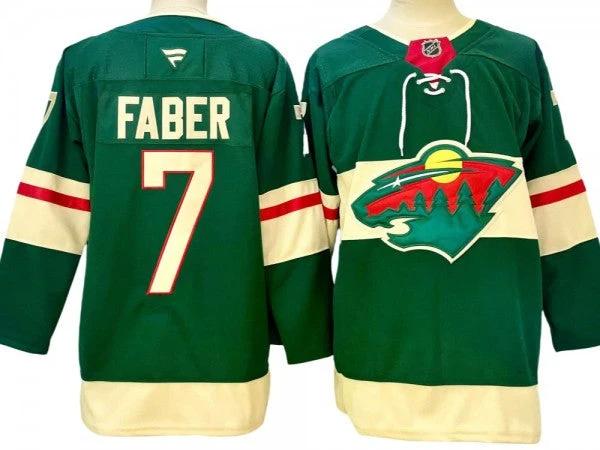 Minnesota Wild #7 Brock Faber Green Home 2024 Jersey by Hockey David