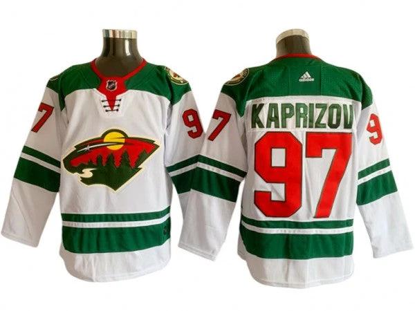 Minnesota Wild #97 Kirill Kaprizov White Away Jersey by Hockey David