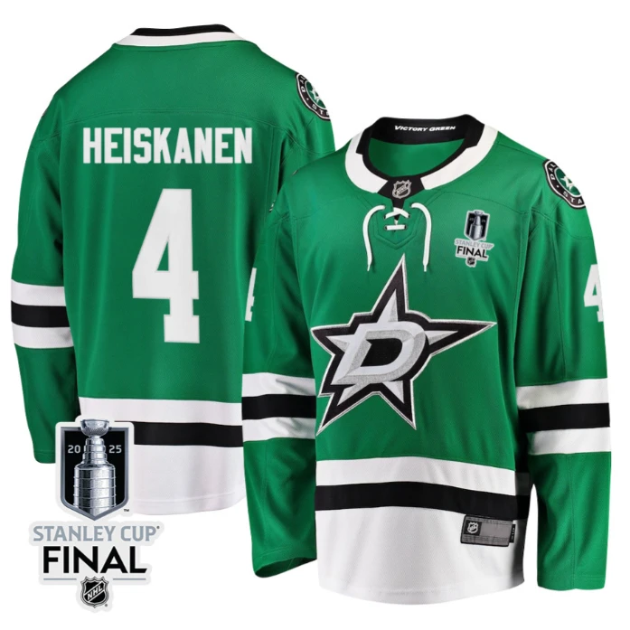 Miro Heiskanen 4 Dallas Stars 2025 STANLEY CUP Final Patch Home Men Jersey Black by Hockey David